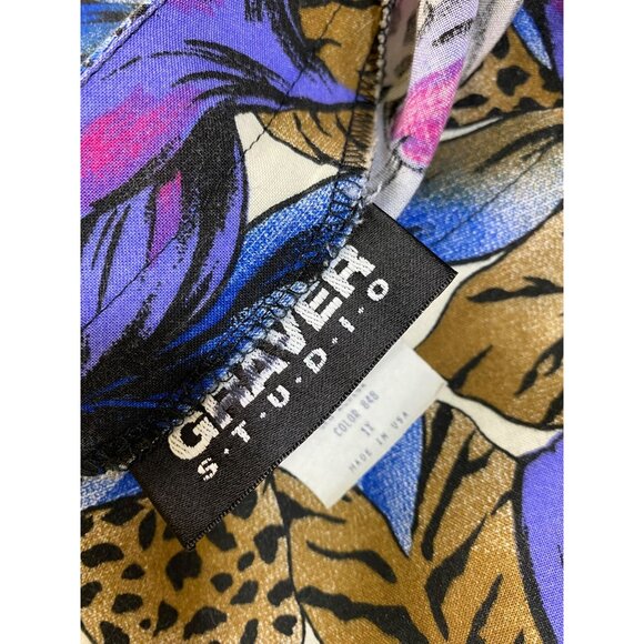 Vintage 1X Floral & Animal Print Wrap Skirt & Top Set Eighties Jungle Wild Fun - Picture 8 of 11